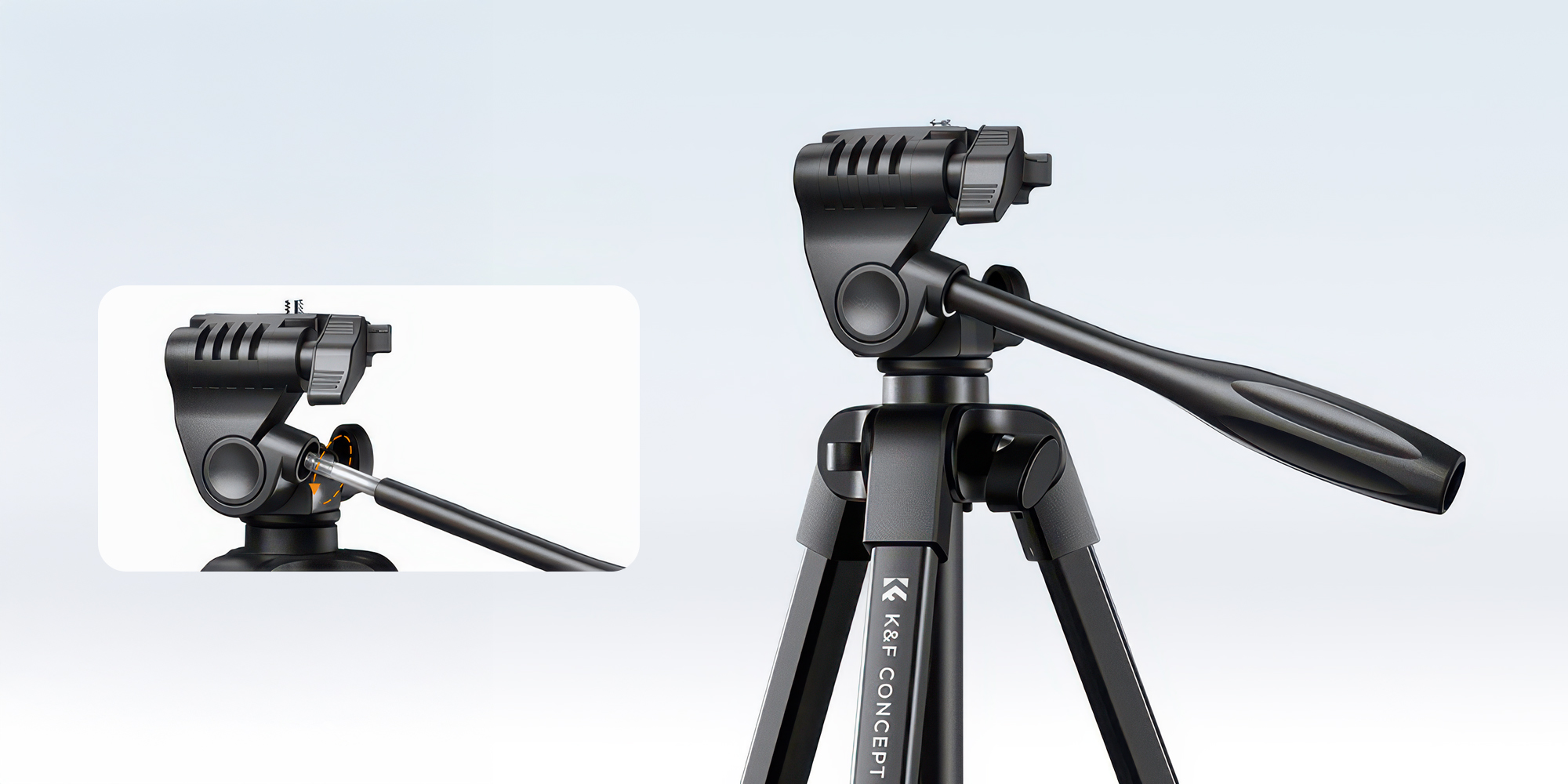 Statyw video K&F Concept S174A1 z uchwytem na telefon i pilotem - czarny - Precyzyjna kontrola kadru